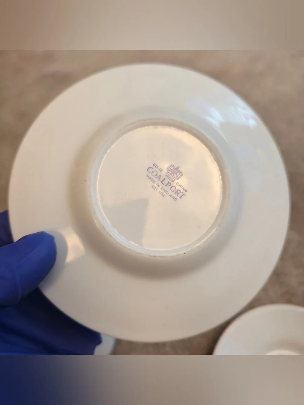 Coalport Bone China Demitasse Cup & Saucer Pure White, Gold Handle~ Set of 2